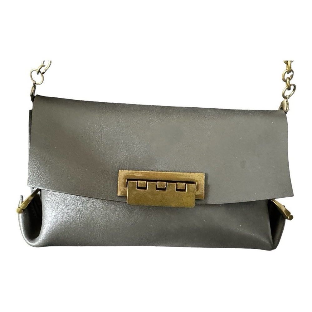 ZAC Posen Leather Eartha FLD Gusset CLBL Dark Grey with Chain strap crossbody